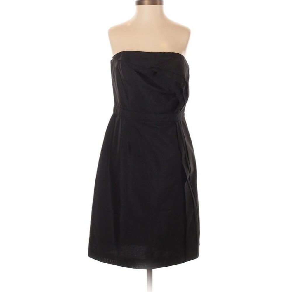 NWOT LOFT Black A-Line Fit Flare High Waist Party Dress Cotton Strapless Size 2